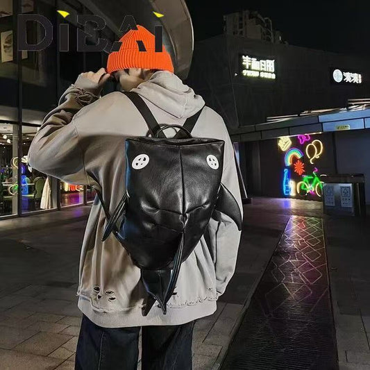 A shark-themed backpack in a niche ins style